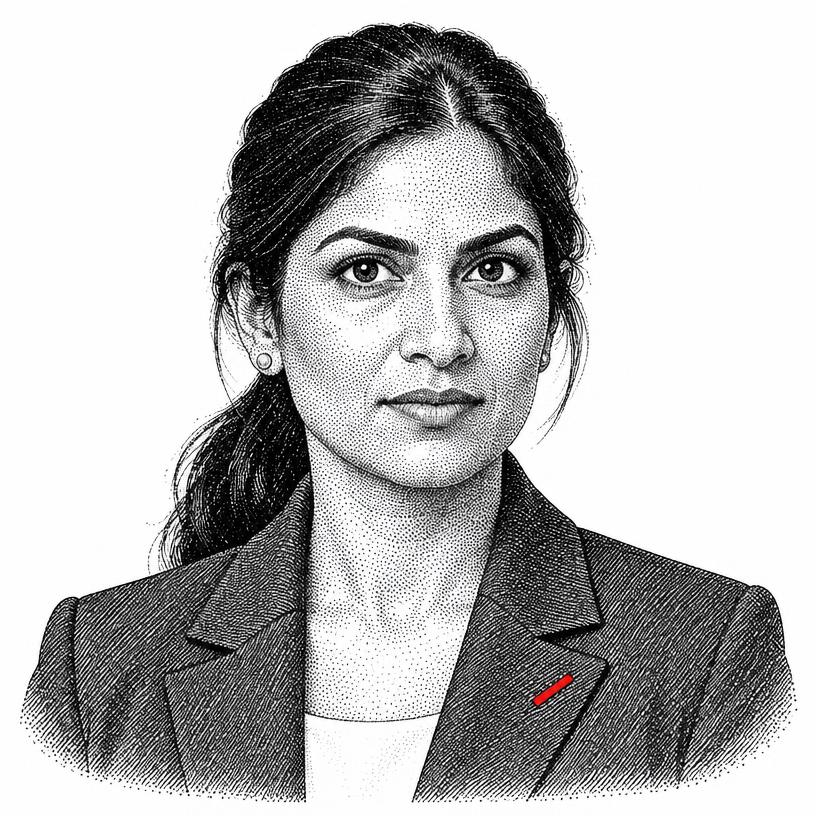Illustrated portrait of Priya Nair