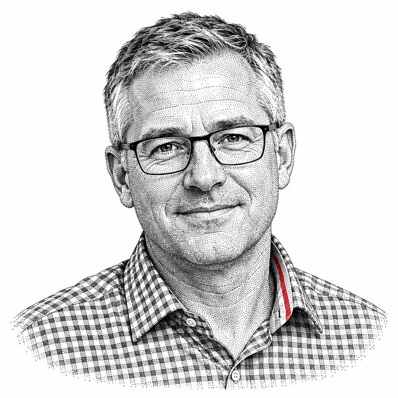 Illustrated portrait of Tom Hargreaves